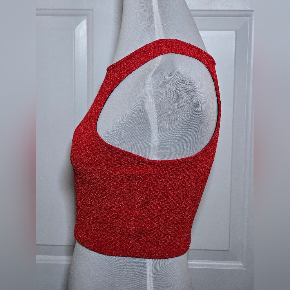 Monaco Red Textured Crop Top - Picture 3 of 6